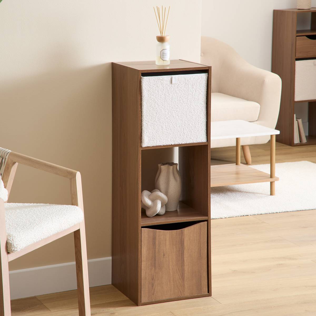 Étagère 3 cases, 34,5x32 cm, marron Mix'n modul