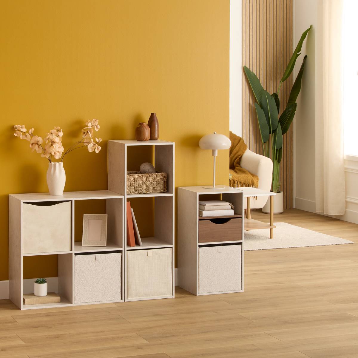 Étagère 2 cases, effet travertin Mix'n modul