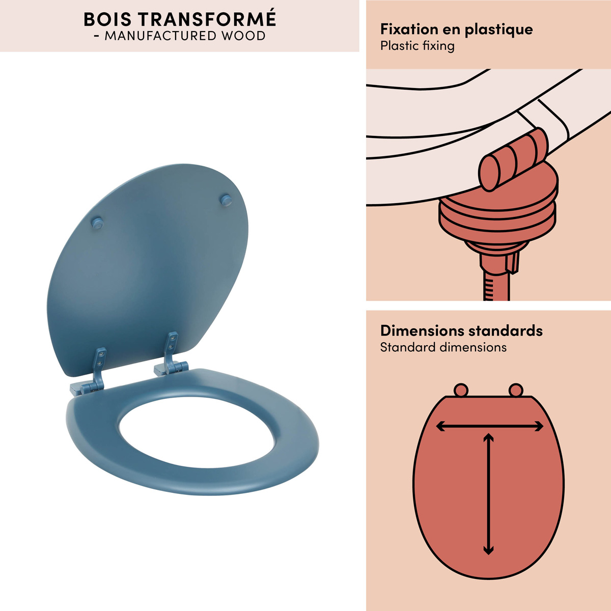 Abattant wc, bleu Colorama