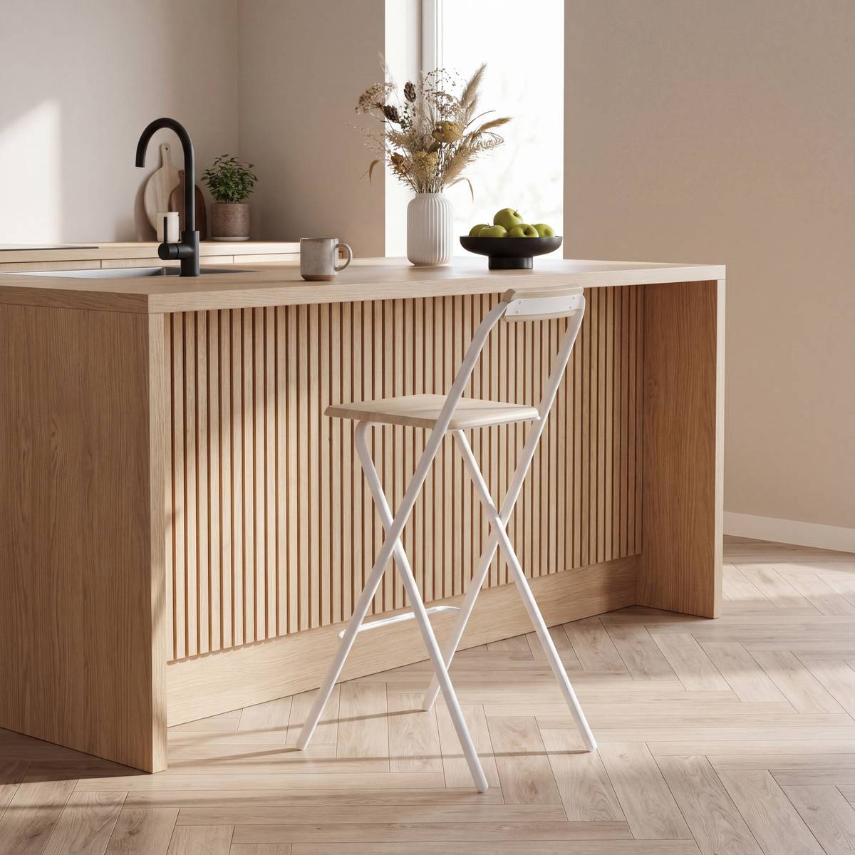 Chaise de bar pliante, h.98 cm, blanc Flexy