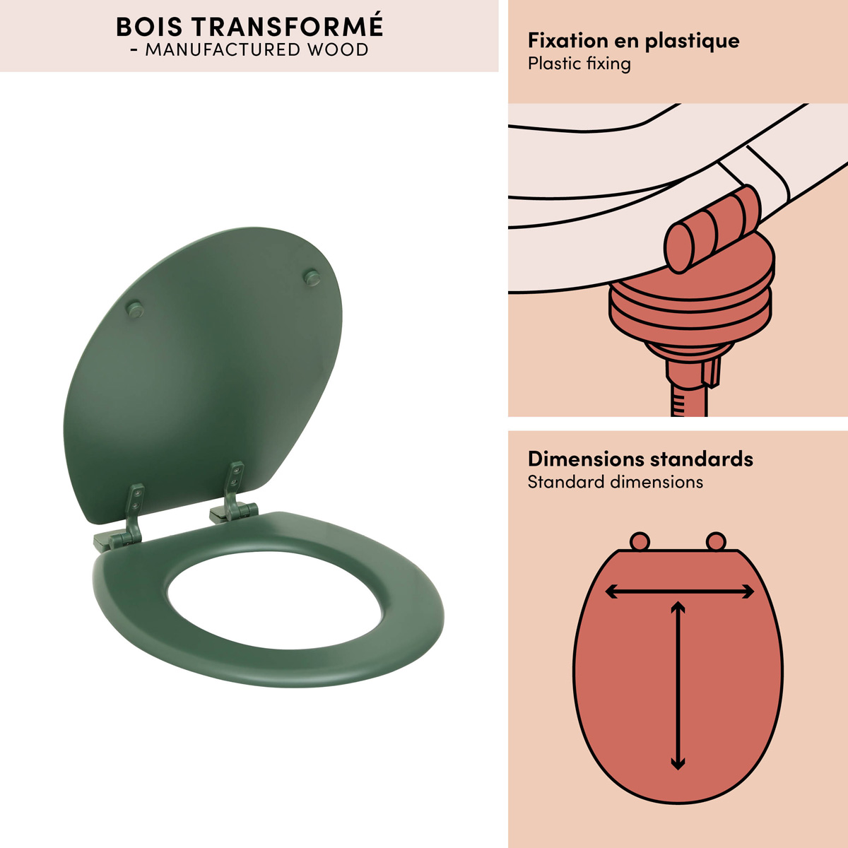 Abattant wc, ficus Colorama