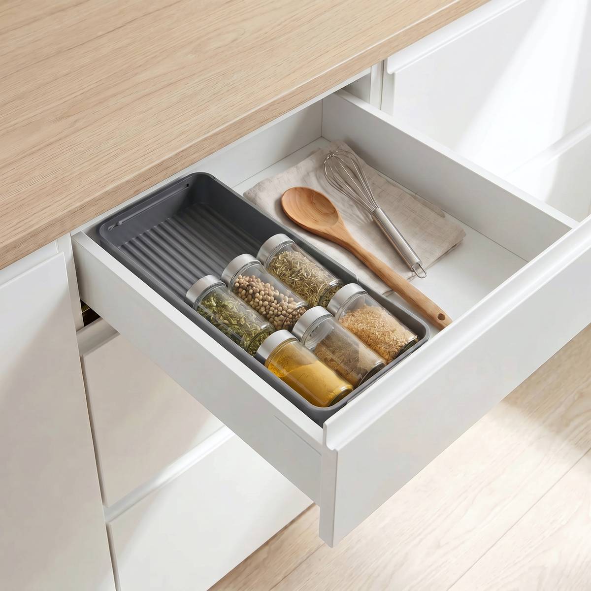 Support à épices extensible pour tiroir, 39,1x14,7 cm, gris Neo