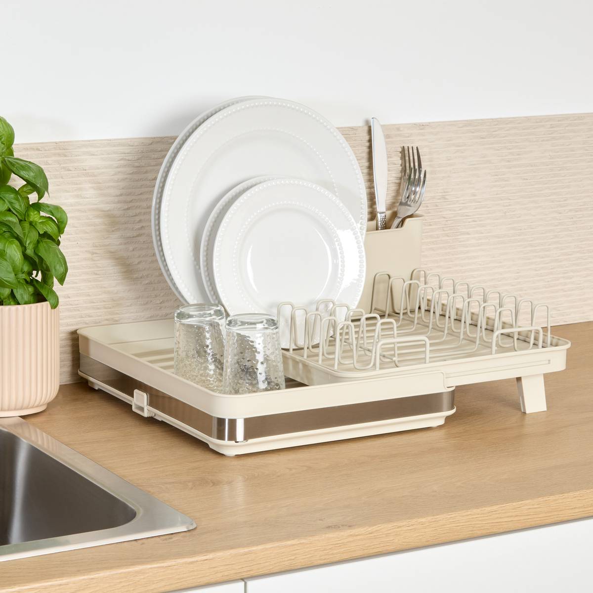 Égouttoir extensible, 1 niveau, argile Essentiels