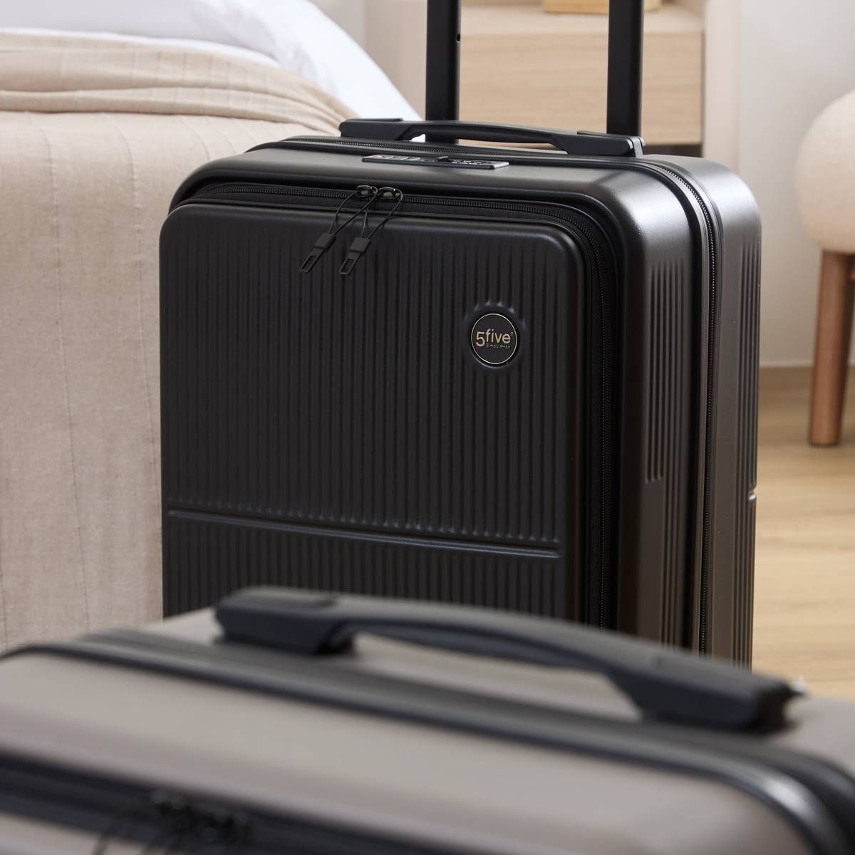 Valise 8 roues, ouverture frontale, 40l, noir