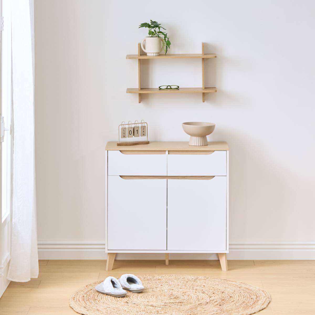 Meuble d'entree bois 12p luma 