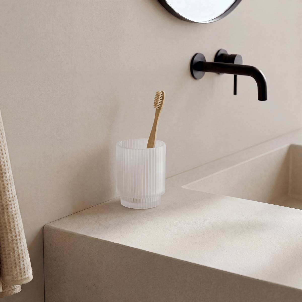 Porte-brosse à dents, d.8 x h.9 cm, blanc Solis