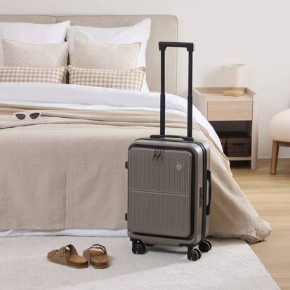 Valise 4 roues, ouverture frontale, 40l, gris 