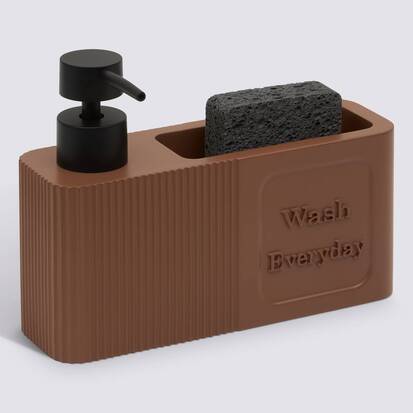 Distributeur de savon avec éponge, 0,25l, marron Terra