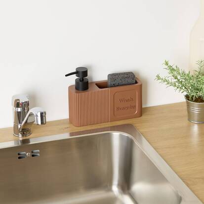 Distributeur de savon avec éponge, 0,25l, marron Terra
