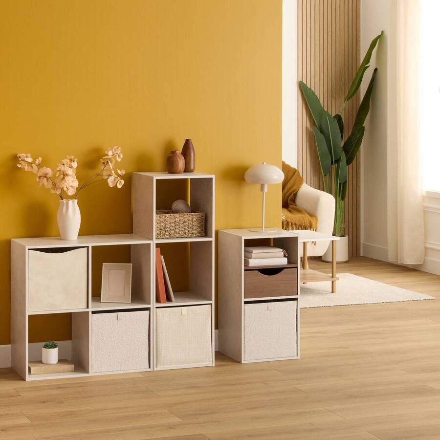 Étagère 3 cases, 34,5x32 cm, crème Mix'n modul
