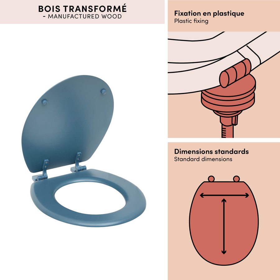 Abattant wc, bleu Colorama