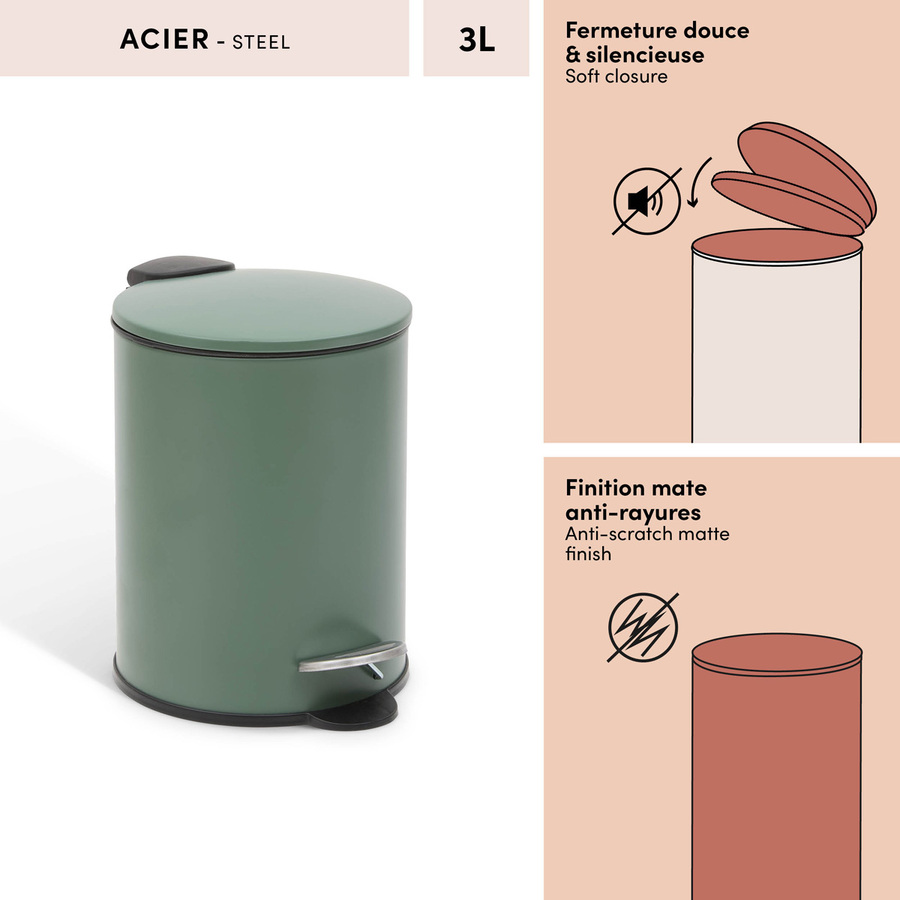Poubelle manuelle, 2,7l, ficus Colorama