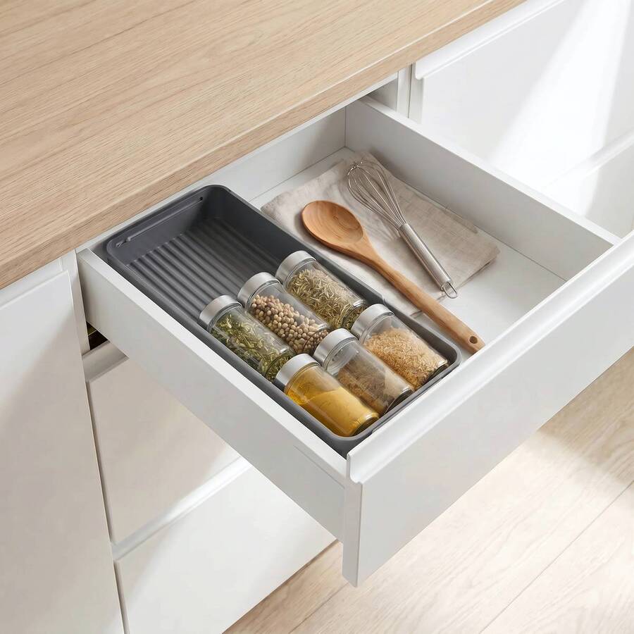 Support à épices extensible pour tiroir, 39,1x14,7 cm, gris Neo