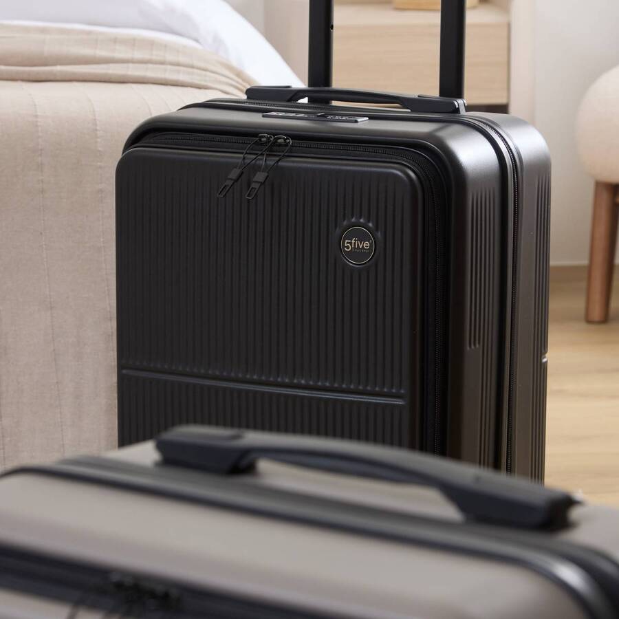 Valise 8 roues, ouverture frontale, 40l, noir