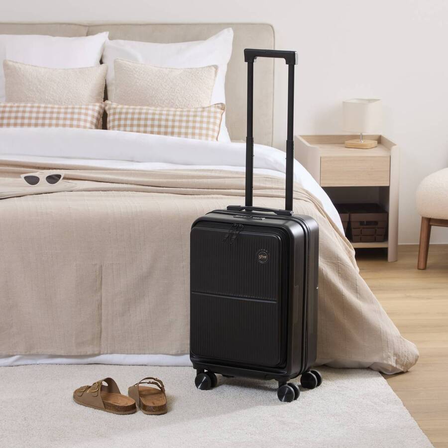 Valise 8 roues, ouverture frontale, 40l, noir