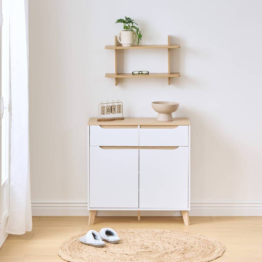 Meuble d'entree bois 12p luma 