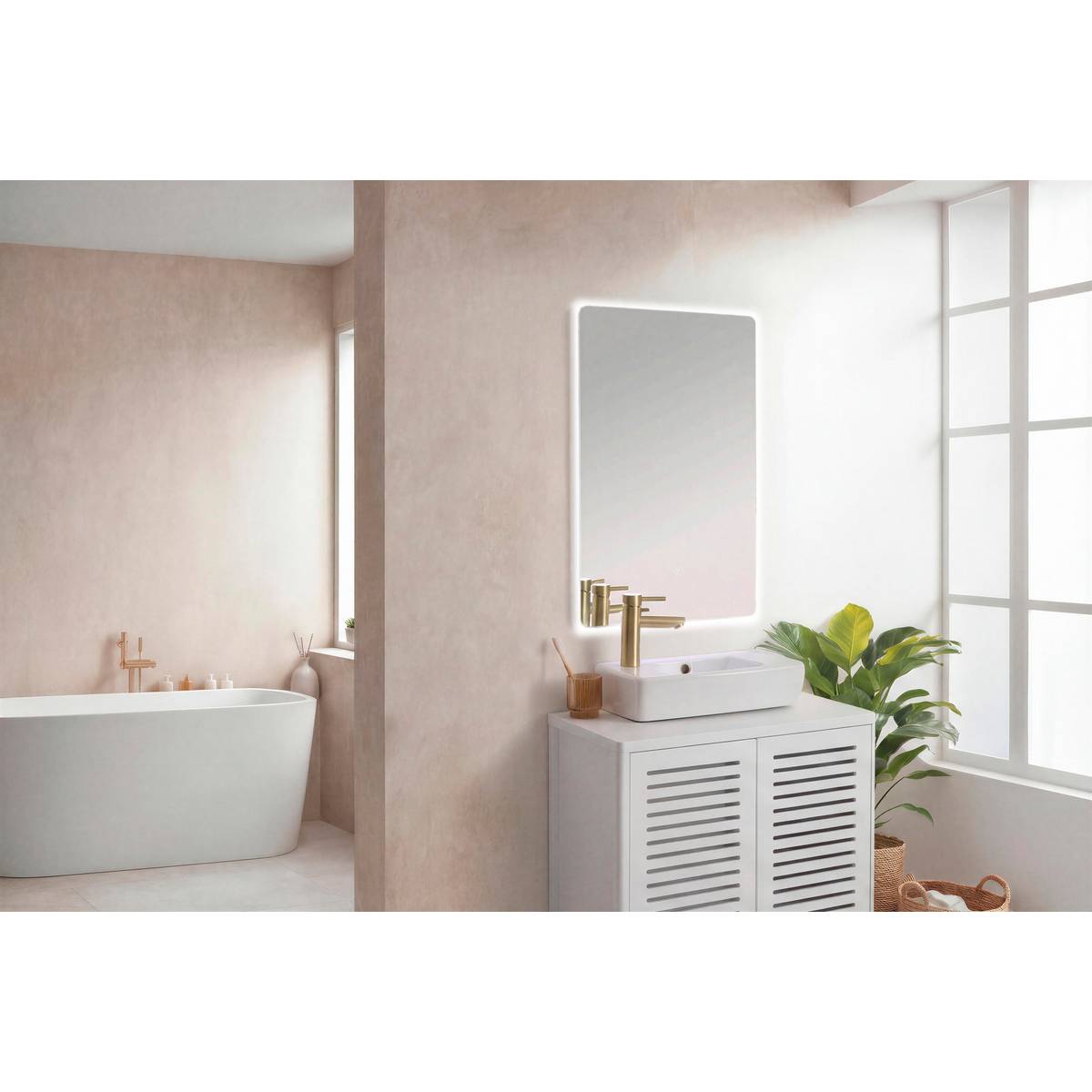 Miroir led 60x40cm halo rect 