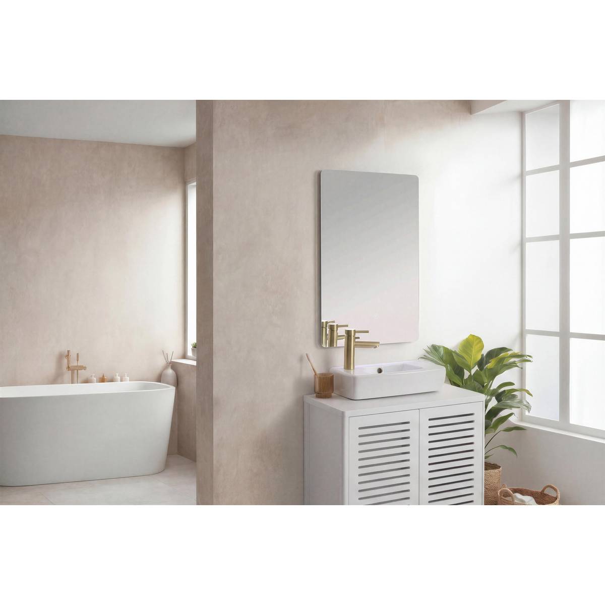 Miroir led 60x40cm halo rect 