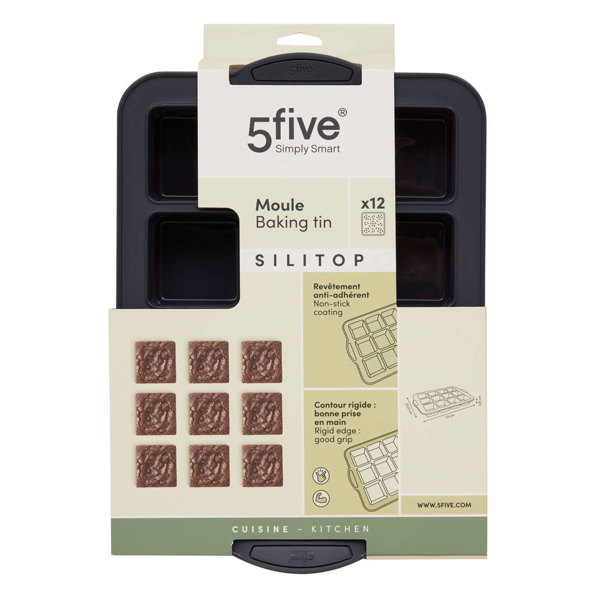 Moule à brownies, 12 cavités, 36x24 cm, gris Silitop