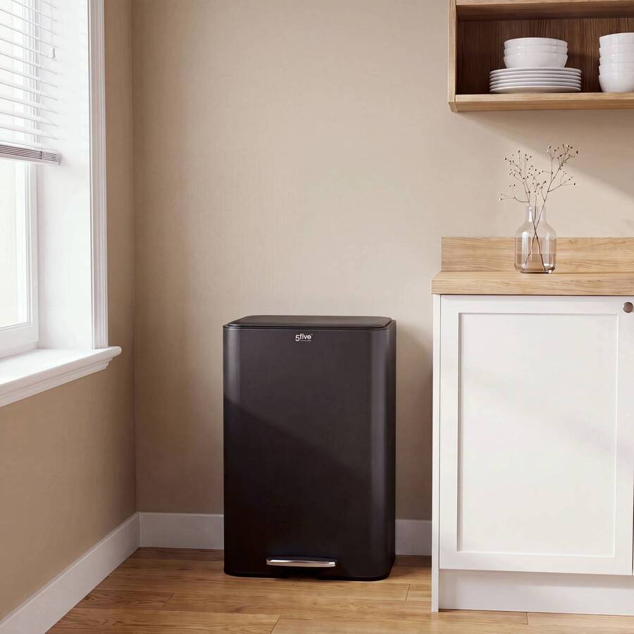 Poubelle manuelle, 50l, noir Delta