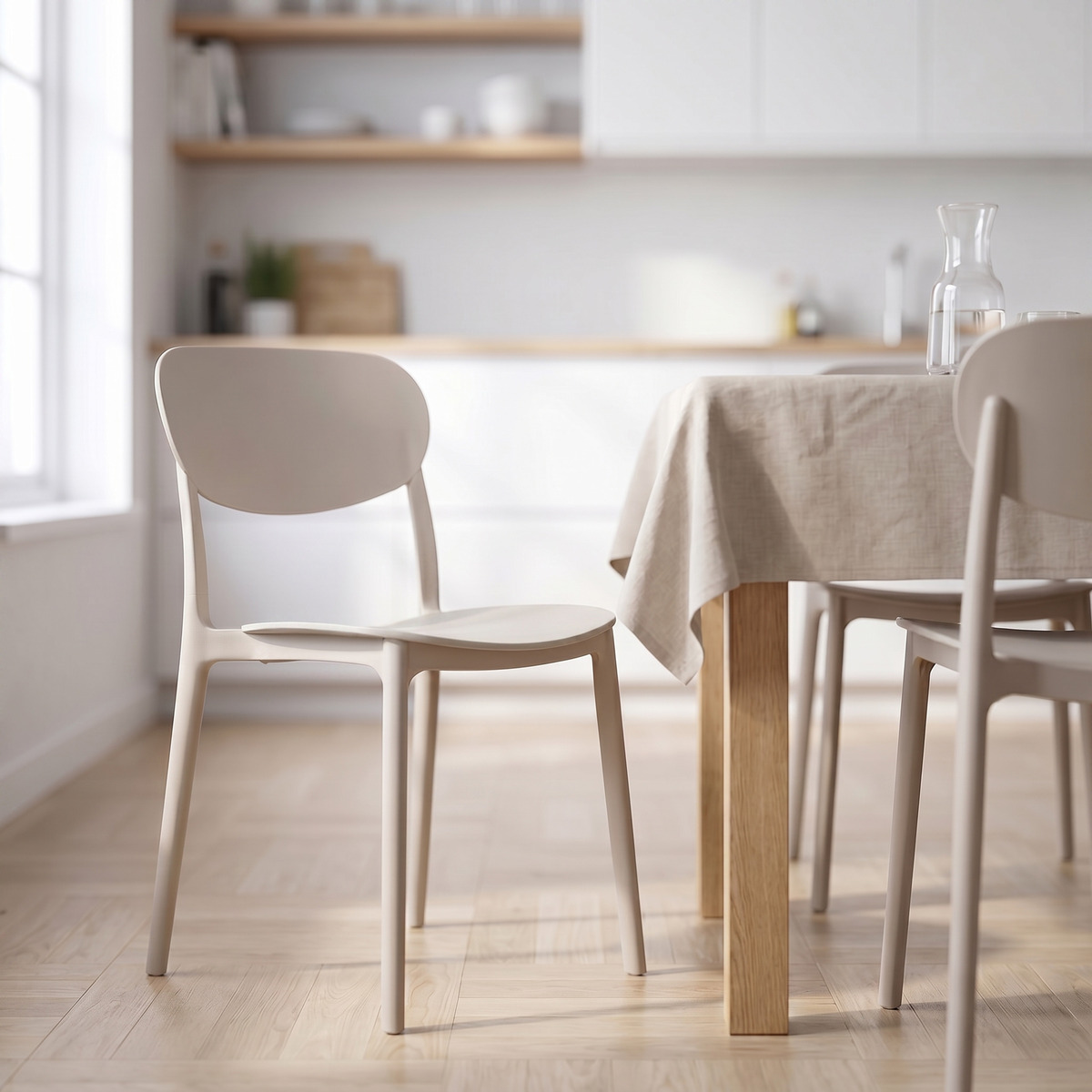 Lot de 4 chaises empilables plastique, taupe Plasta
