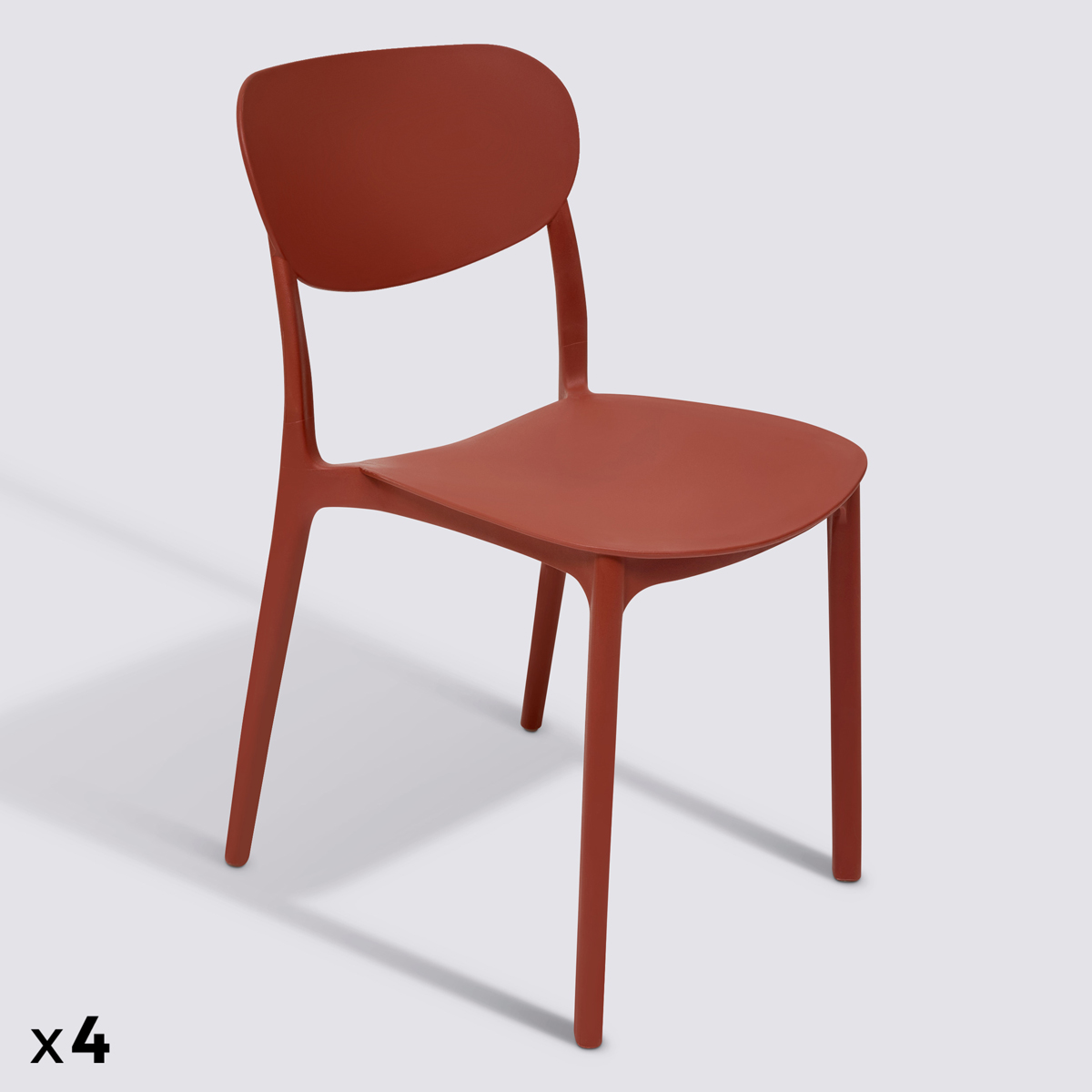 Lot de 4 chaises empilables plastique, ocre Plasta