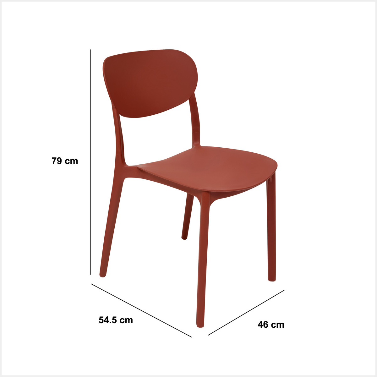 Lot de 6 chaises empilables plastique, ocre Plasta