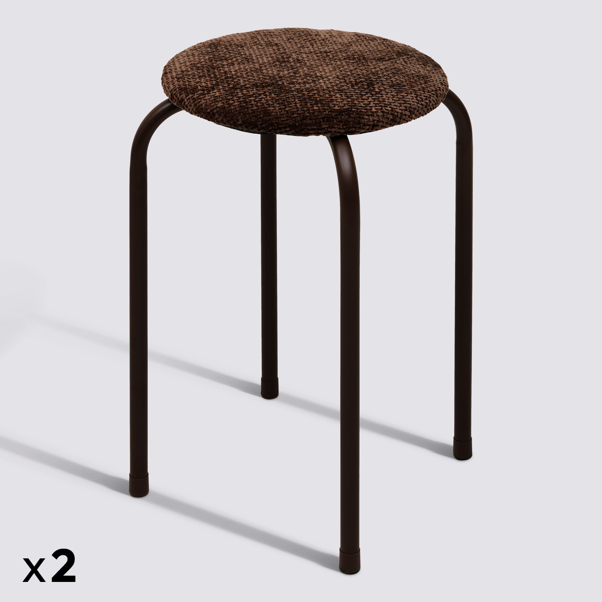 Lot de 2 tabourets empilables, d.38 cm, marron Flexy