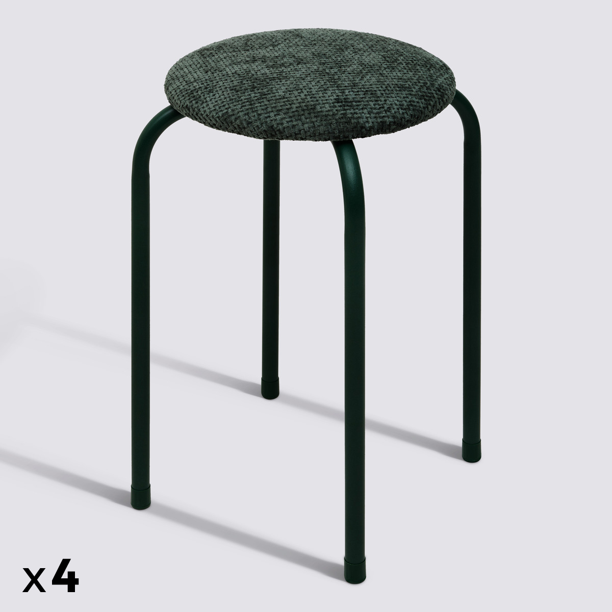 Lot de 4 tabourets empilables, d.38 cm, vert kaki Flexy