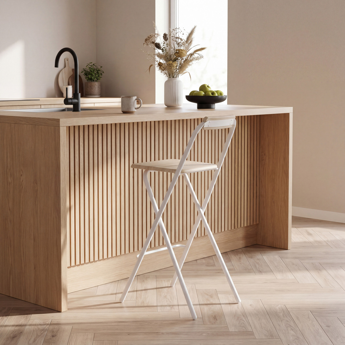 Set chaise de bar pliante et 2 tabourets empilables Flexy