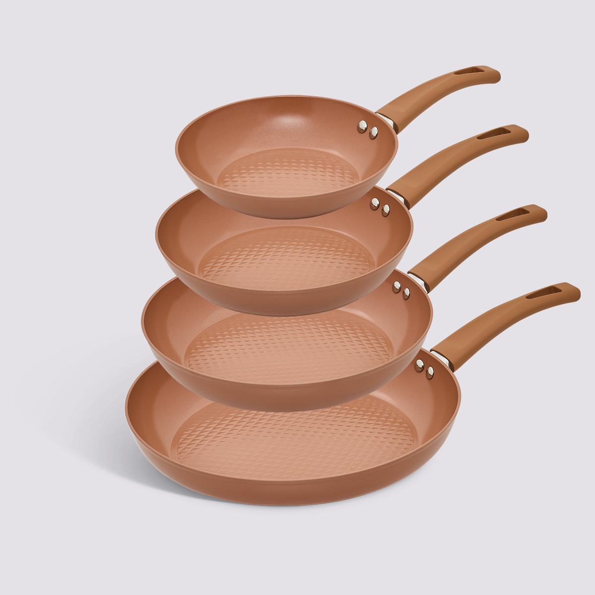 Set de 4 poêles, d.20/24/28/30 cm, aluminium recyclé, rose blush Harmony