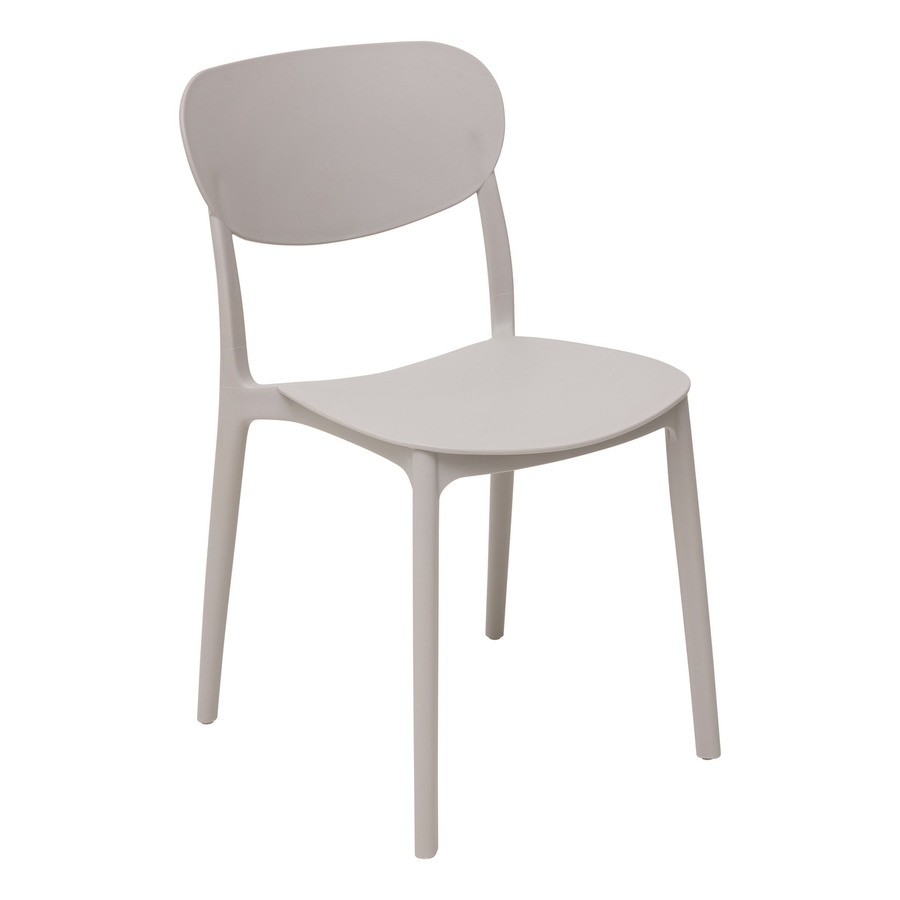 Lot de 6 chaises empilables plastique, taupe Plasta