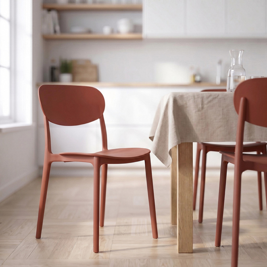 Lot de 6 chaises empilables plastique, ocre Plasta
