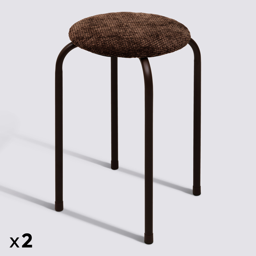 Lot de 2 tabourets empilables, d.38 cm, marron Flexy