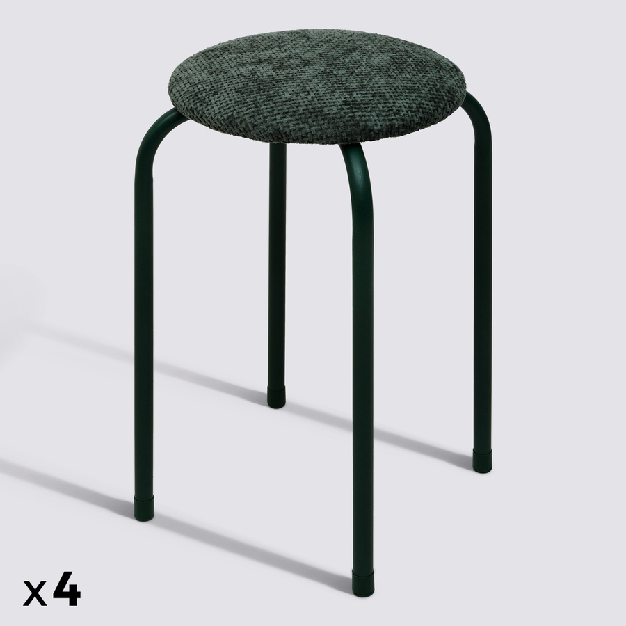 Lot de 4 tabourets empilables, d.38 cm, vert kaki Flexy