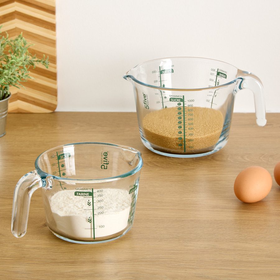 Lot de 2 verres doseurs, verre borosilicate, 50 cl, transparent Essentiels