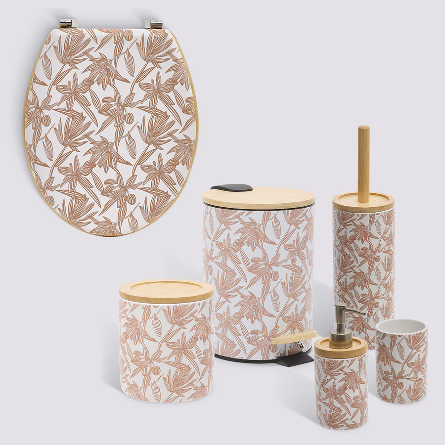 Kit de 6 accessoires de salle de bain, rose Bloom