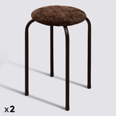 Lot de 2 tabourets empilables, d.38 cm, marron Flexy