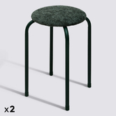 Lot de 2 tabourets empilables, d.38 cm, vert kaki Flexy