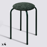 Lot de 4 tabourets empilables, d.38 cm, vert kaki Flexy