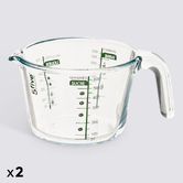 Lot de 2 verres doseurs, verre borosilicate, 50 cl, transparent Essentiels