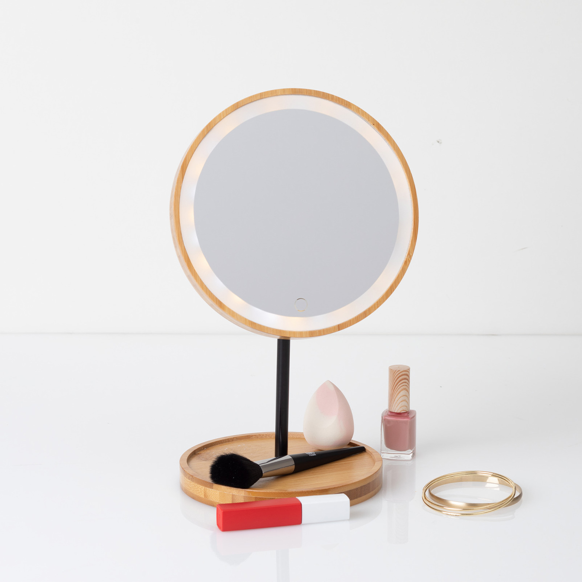 Miroir avec pied à led 18 cm Bambou