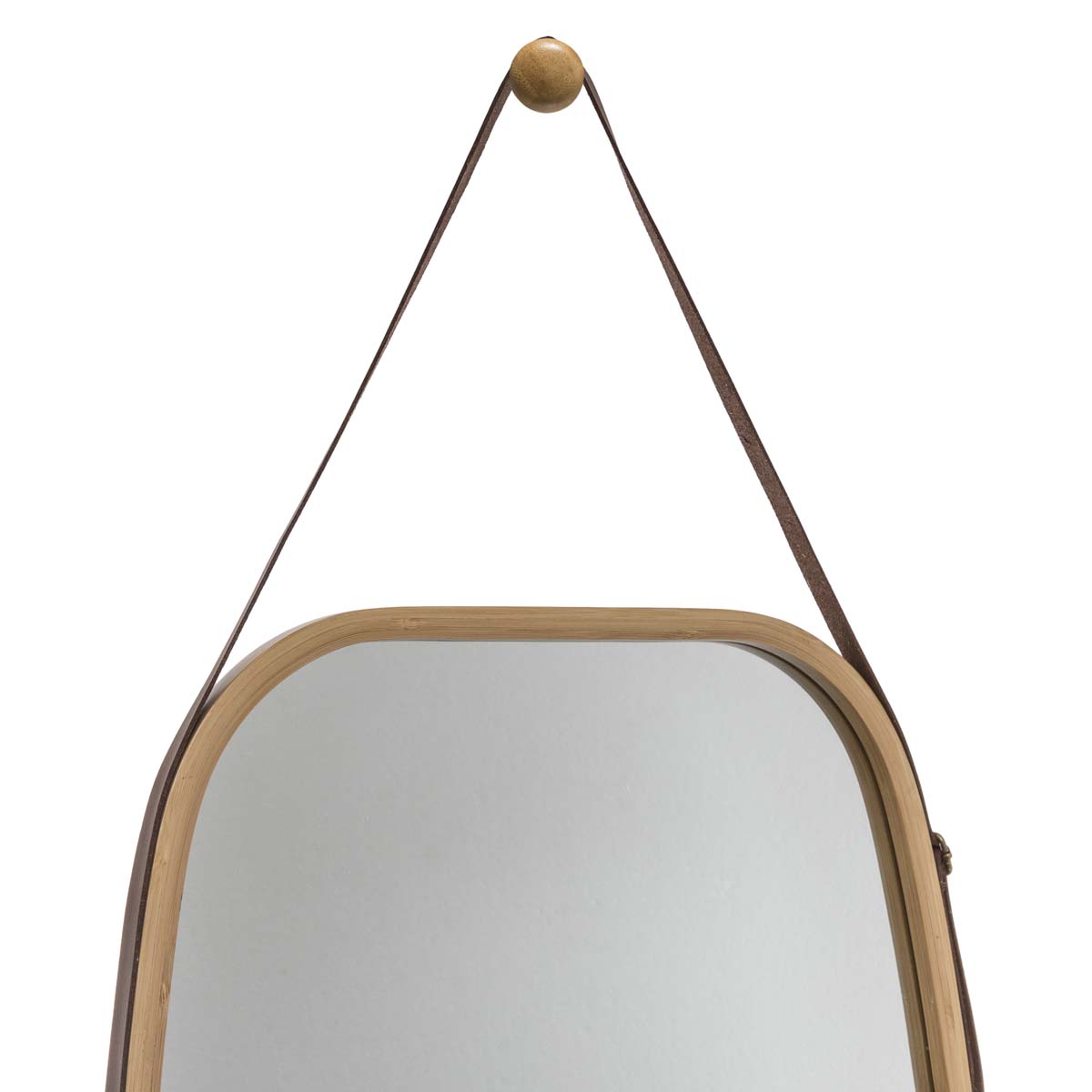 Miroir ovale lanière cuir 77x43cm