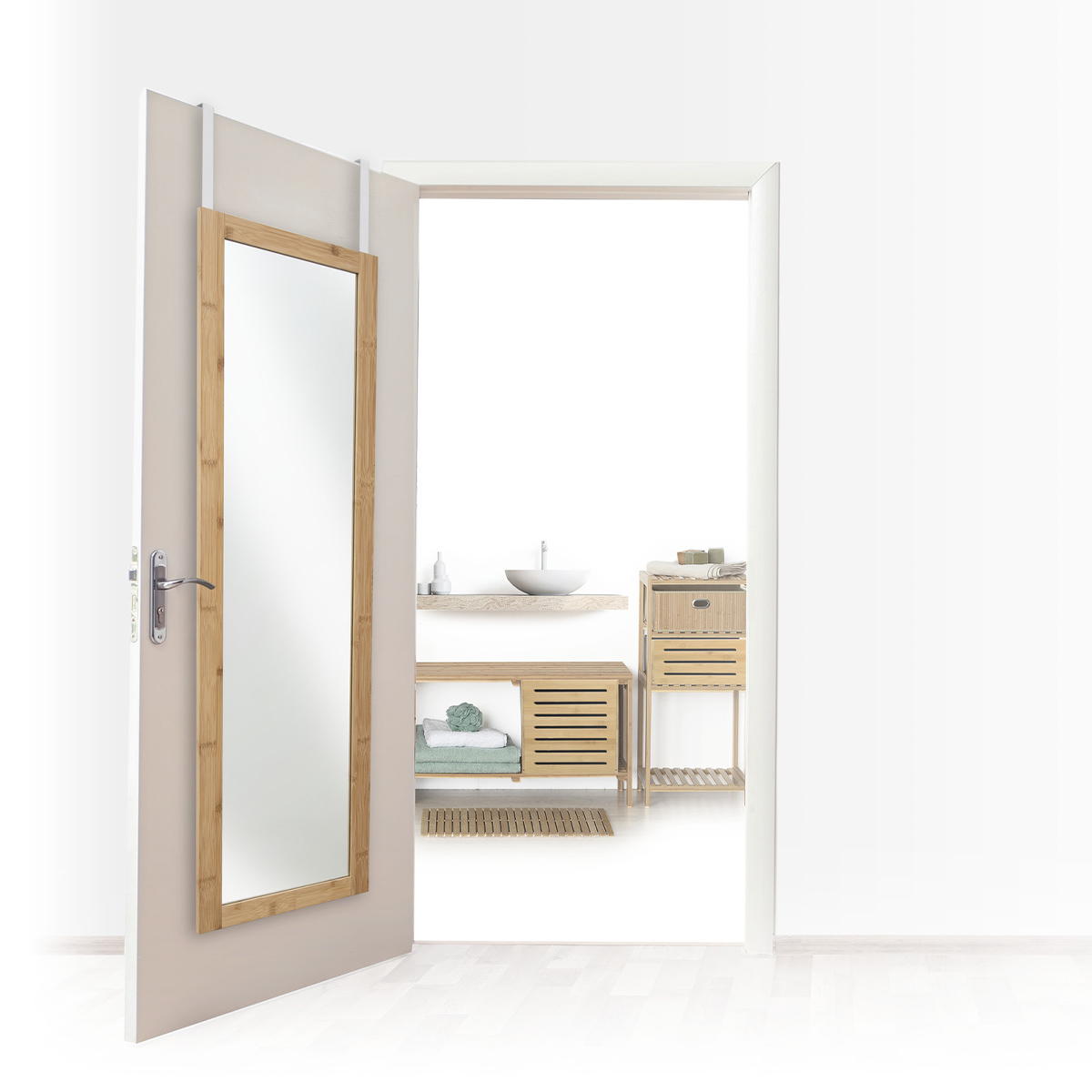 Miroir de porte 110x30 cm Bambou