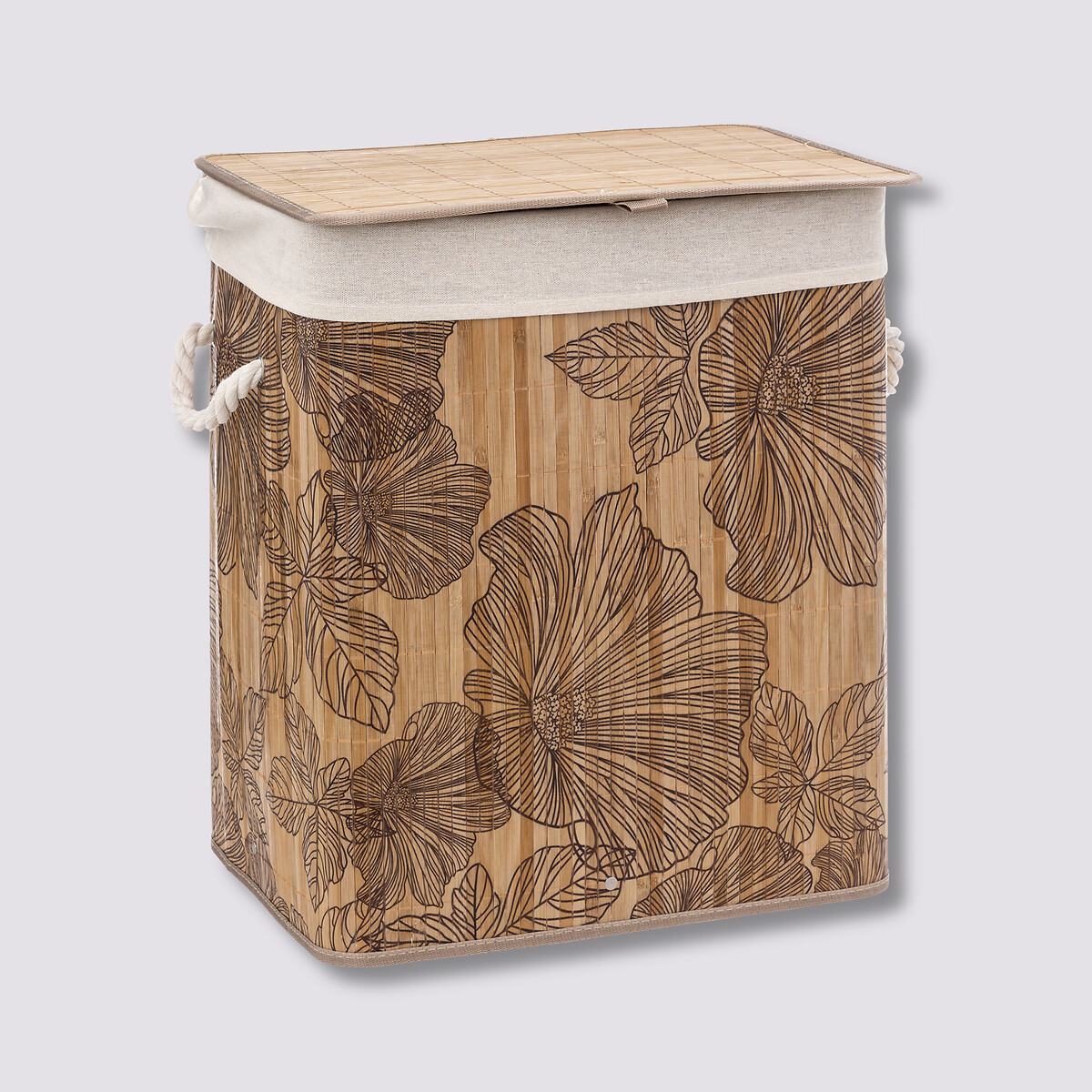 Panier à linge 60l - bambou, noir Blackflora