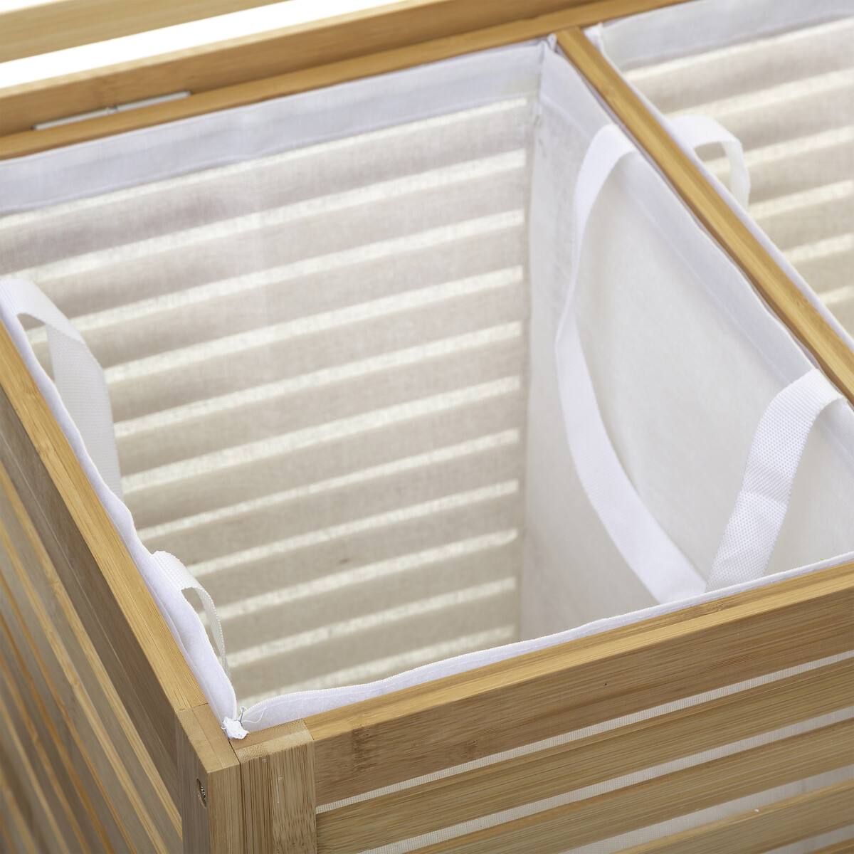 Panier à linge double 50l, bambou Sicela
