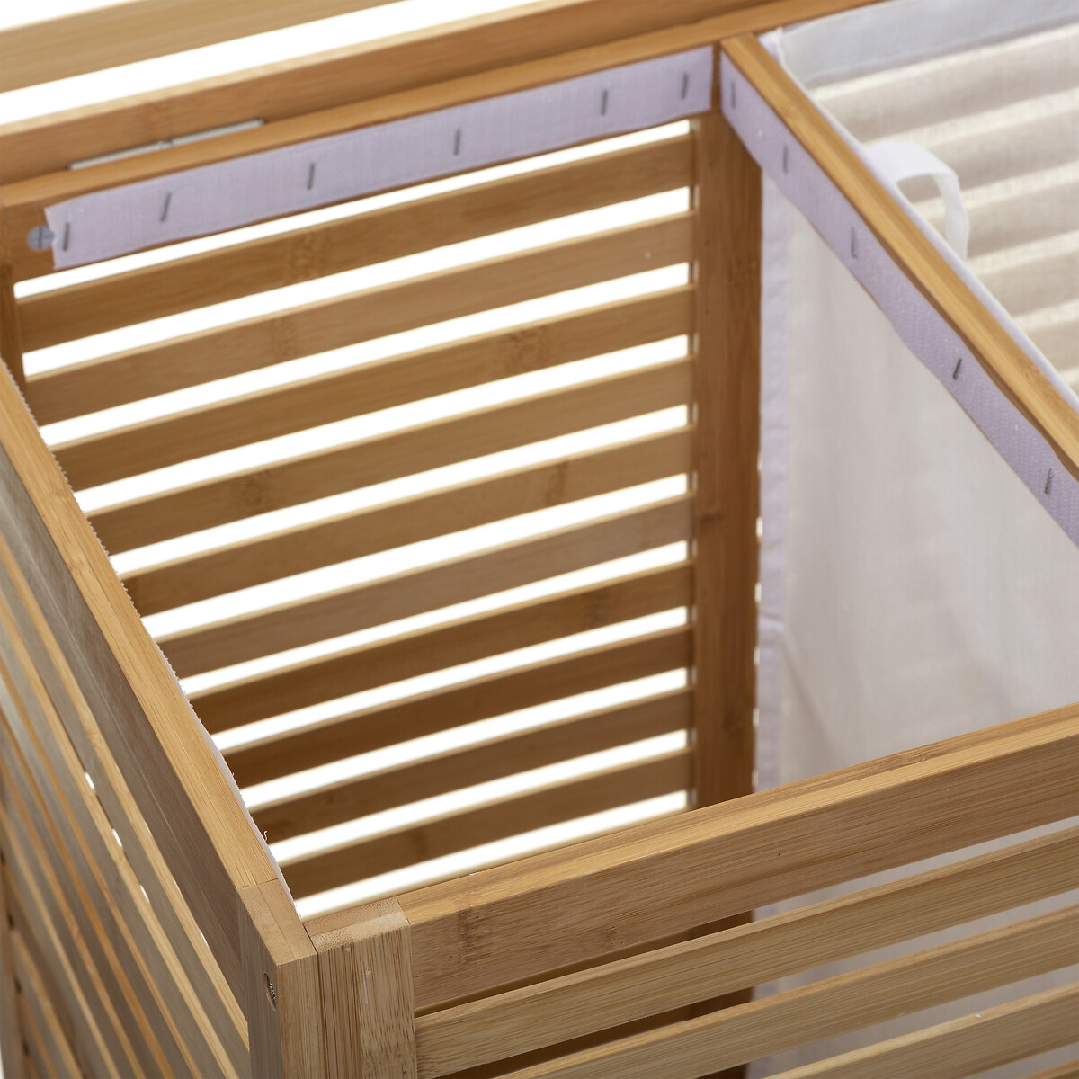 Panier à linge double 50l, bambou Sicela