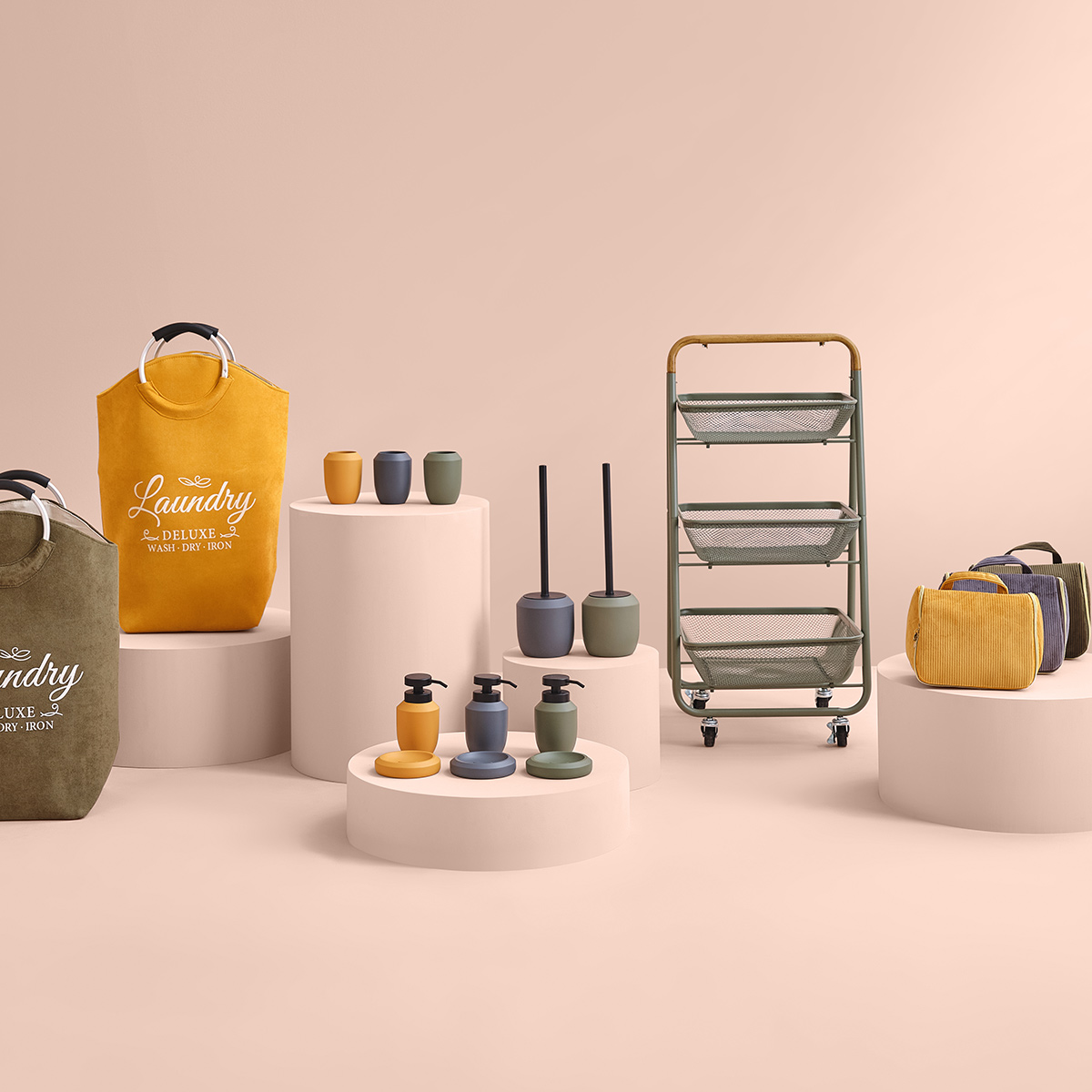 Panier à linge velours, gris anthracite Trio