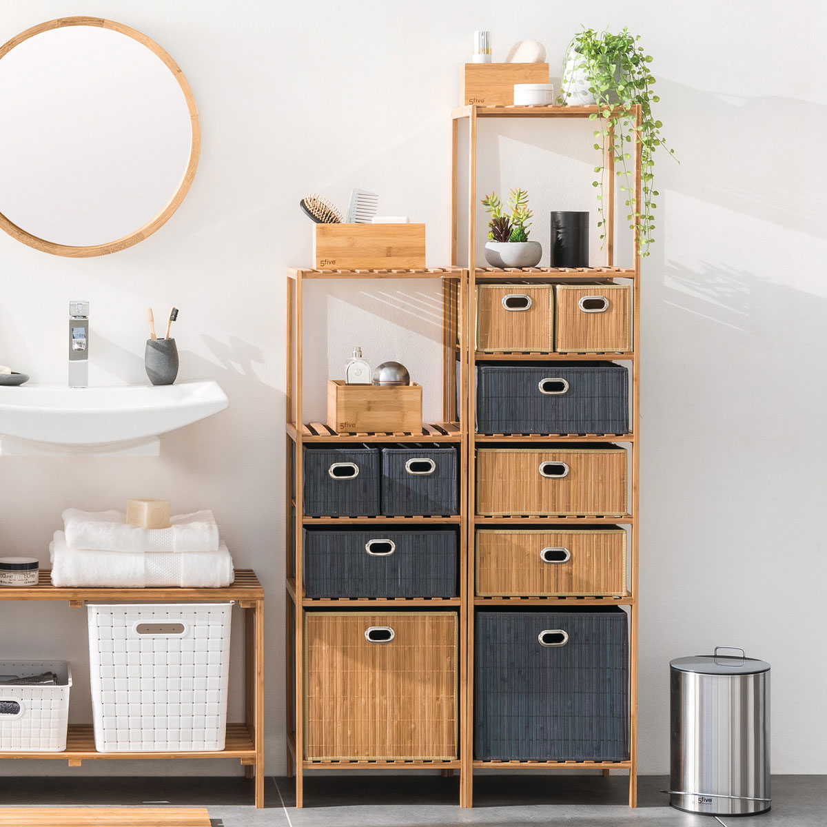 Panier latte bambou 31x31cm, gris Mix'n modul