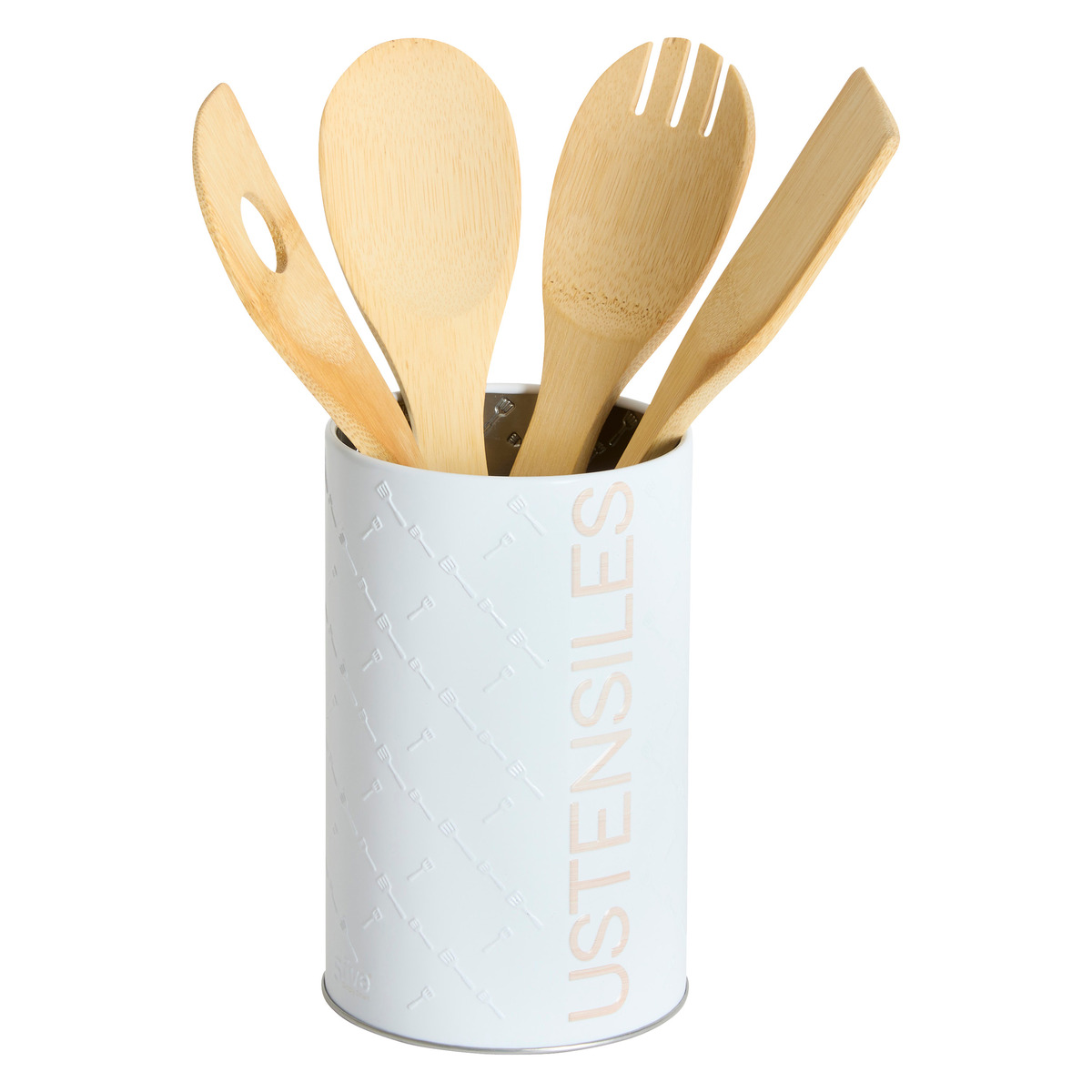 Pot à ustensiles fer, blanc Scandi nature